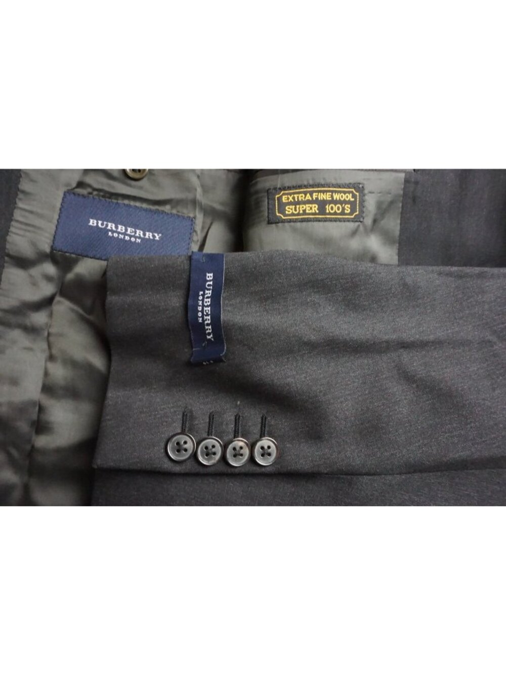 Burberry London Dark Gray S100s Wool 2 Pc Suit Jacket Pant 58L EU BRAND NEW